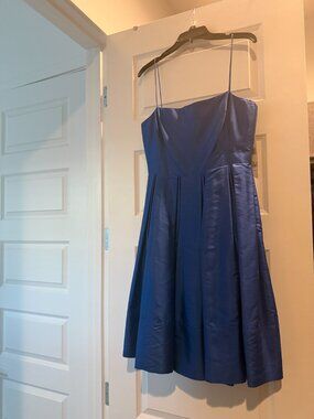 Lauren Ralph Lauren Duponi Silk Spaghetti Stap Blue Dress